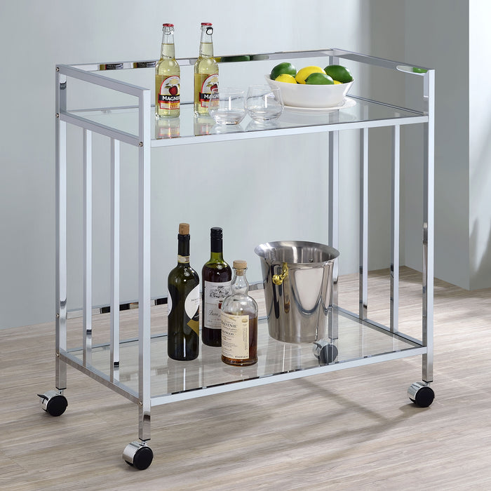 Cara Rectangular Glass Bar Cart - Venta Furnishings (San Antonio,TX)