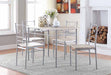 Anna Fontana 5-piece Rectangular Dining Set Brushed Silver - Venta Furnishings (San Antonio,TX)