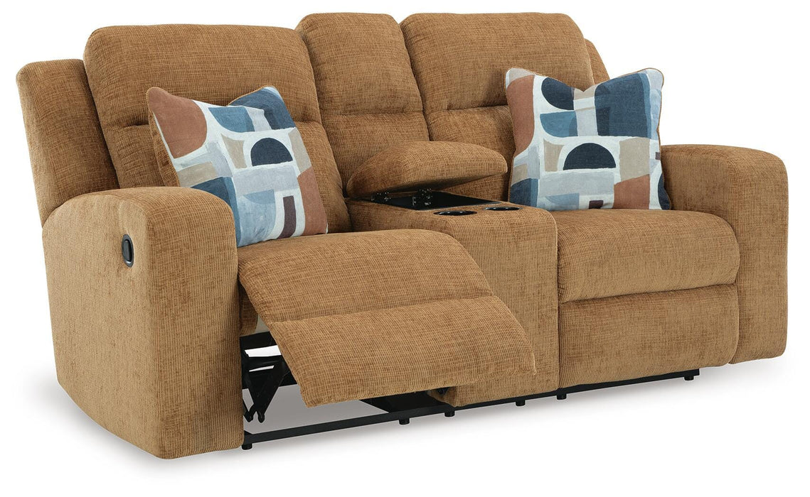 Kanlow Reclining Loveseat with Console - Venta Furnishings (San Antonio,TX)