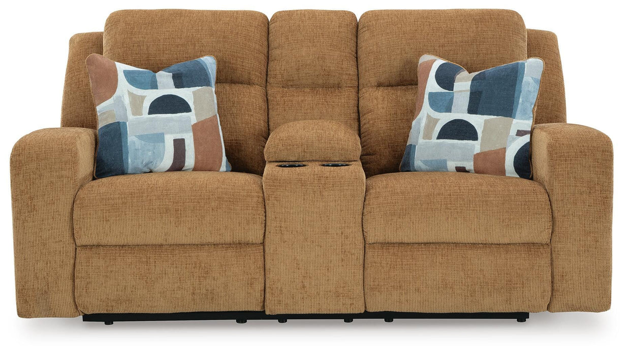 Kanlow Reclining Loveseat with Console - Venta Furnishings (San Antonio,TX)