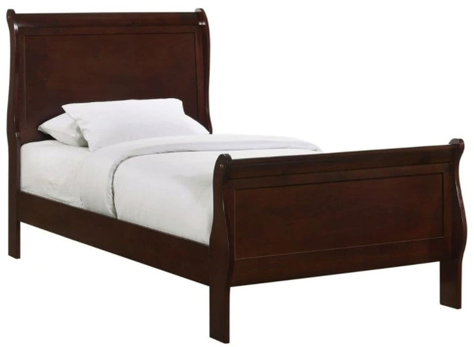 Elements International Louis Philippe Twin Panel Bed in Cherry image