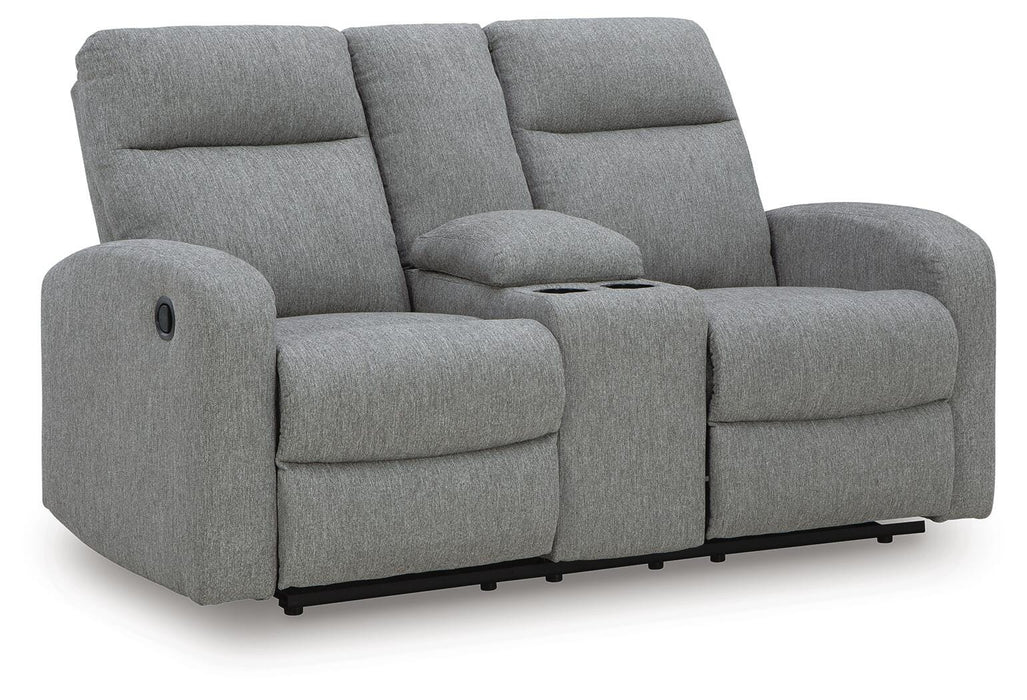Gauntlet Reclining Loveseat with Console - Venta Furnishings (San Antonio,TX)
