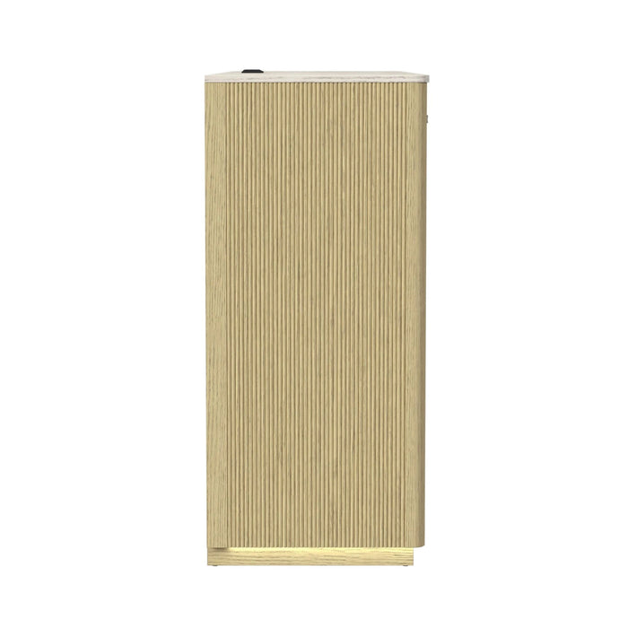 Cambrie Buffet with LED and Power in Off-White and Natural