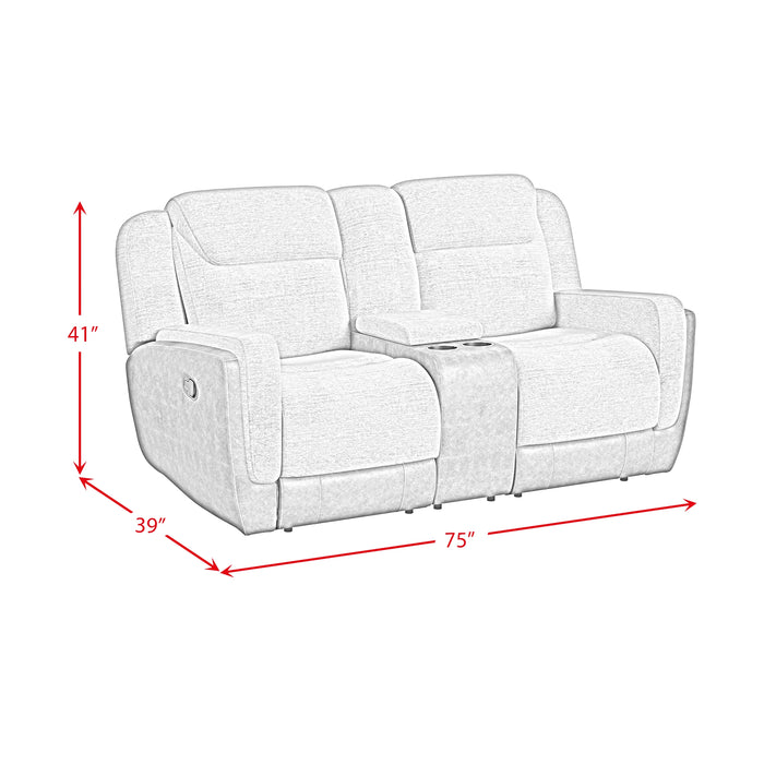 Hornet Motion Loveseat with Console in Rancho Grey