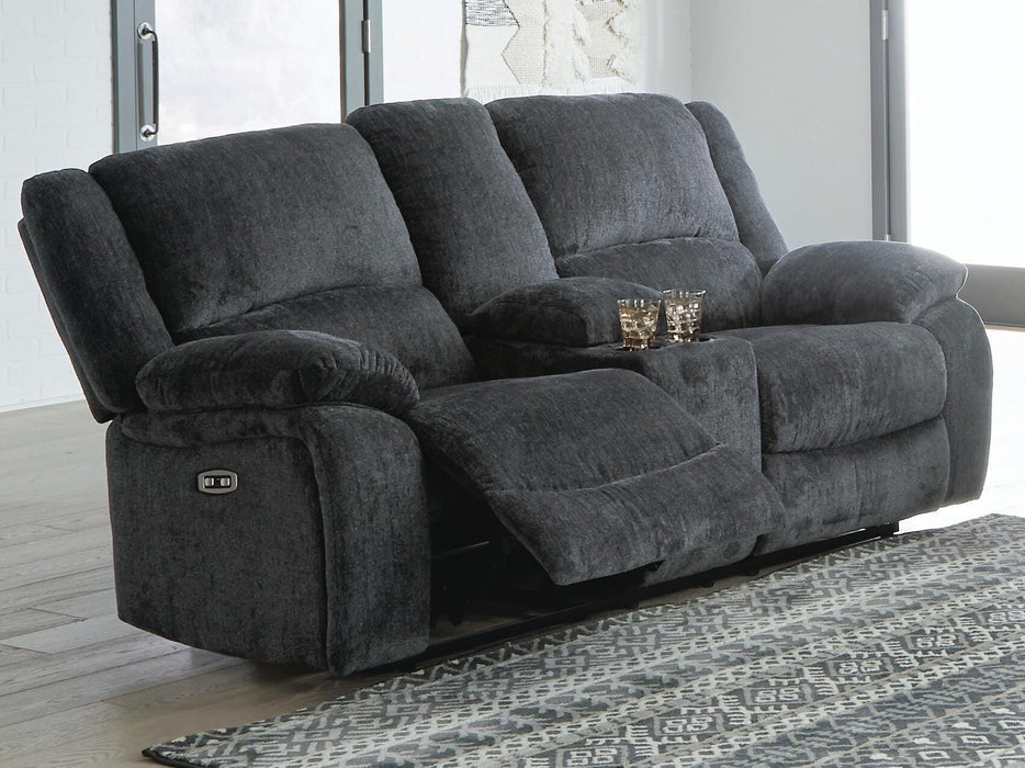 Draycoll Power Reclining Loveseat with Console - Venta Furnishings (San Antonio,TX)