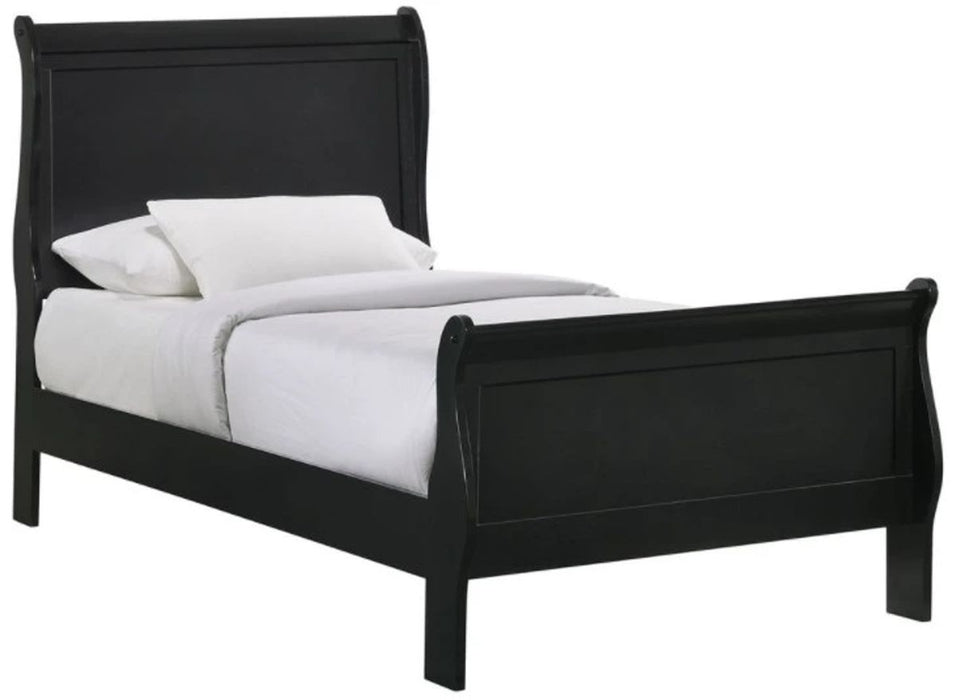 Elements International Louis Philippe Twin Panel Bed in Black image