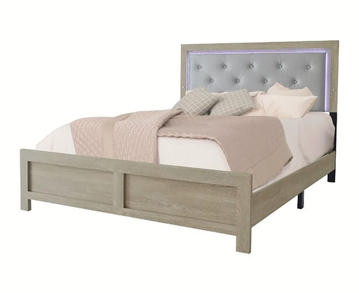 Crown Mark Furniture Jaylen Queen Upholstered Panel Bed in Gray image