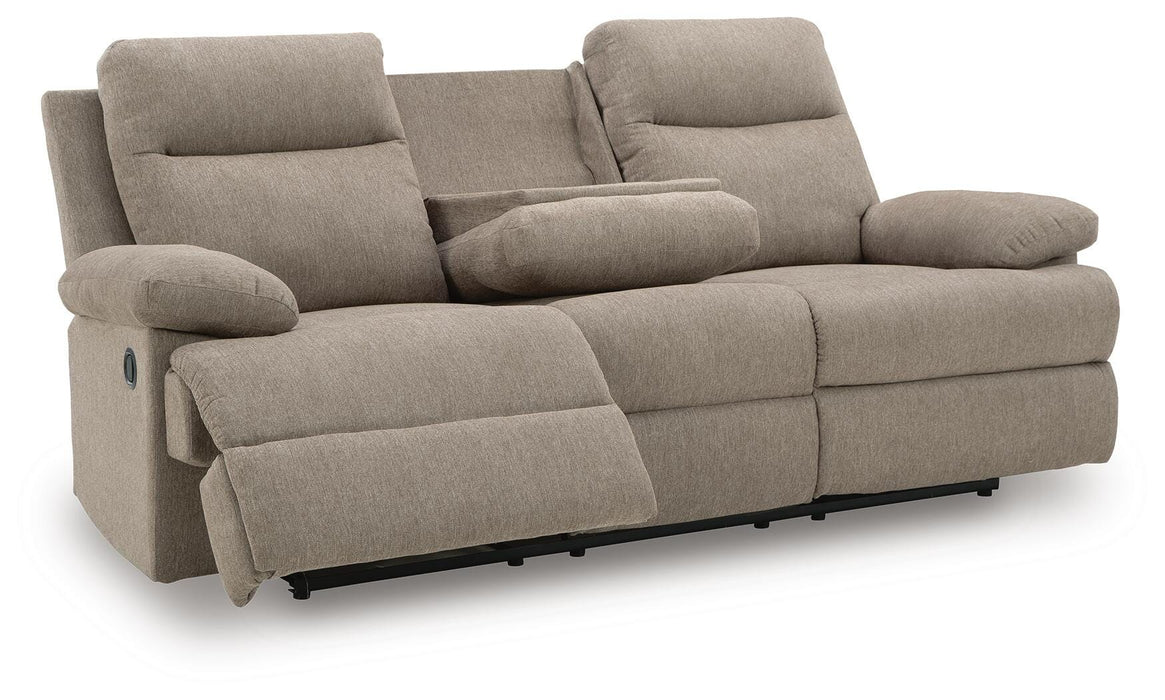 Side-Swipe Reclining Sofa with Drop Down Table - Venta Furnishings (San Antonio,TX)