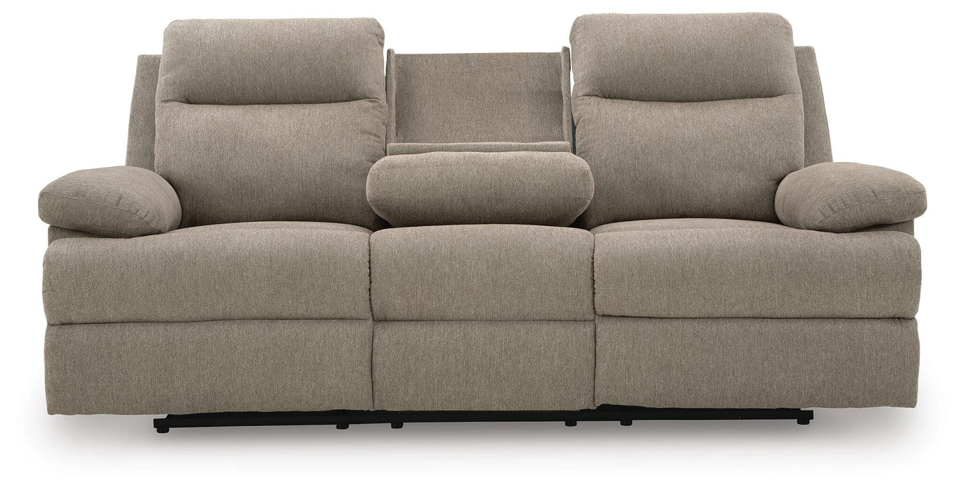 Side-Swipe Reclining Sofa with Drop Down Table - Venta Furnishings (San Antonio,TX)