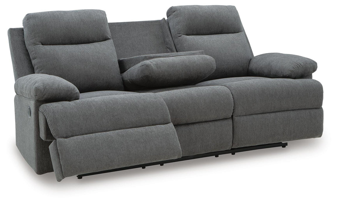 Side-Swipe Reclining Sofa with Drop Down Table - Venta Furnishings (San Antonio,TX)