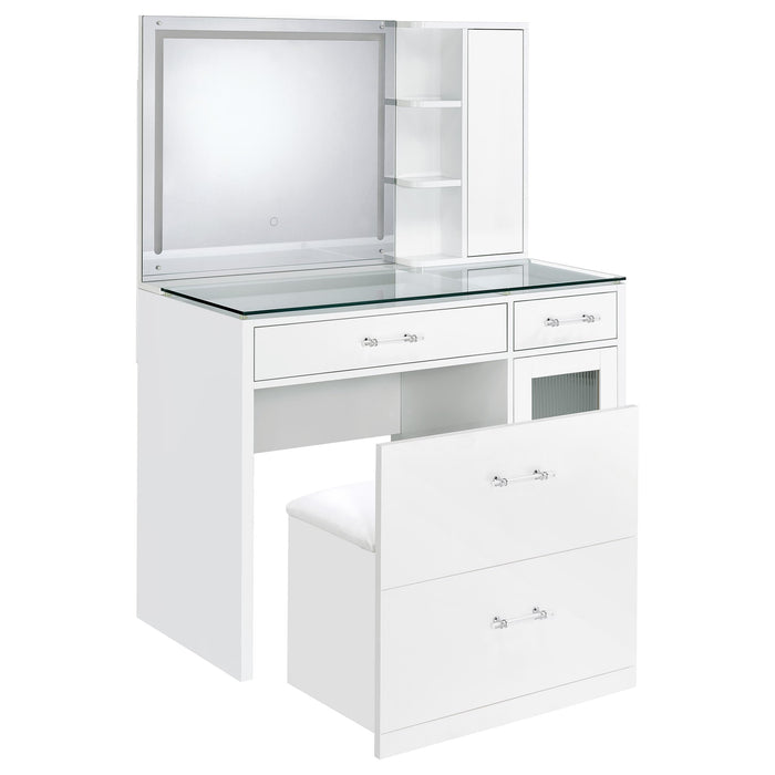 Flora Makeup Vanity Table with LED Mirror and Stool