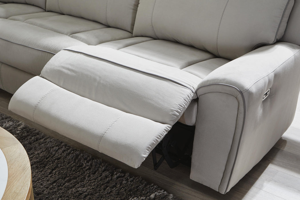 Social Pointe Reclining Sectional with Storage Console - Venta Furnishings (San Antonio,TX)