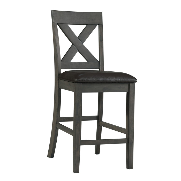 Alex Counter Side Chair W/Black PU Grey (2 Per Pack) - Venta Furnishings (San Antonio,TX)