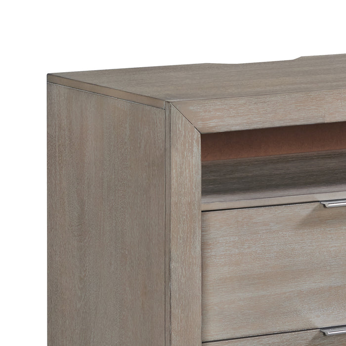 Arcadia 2-Drawer Nightstand with USB in Grey - Venta Furnishings (San Antonio,TX)