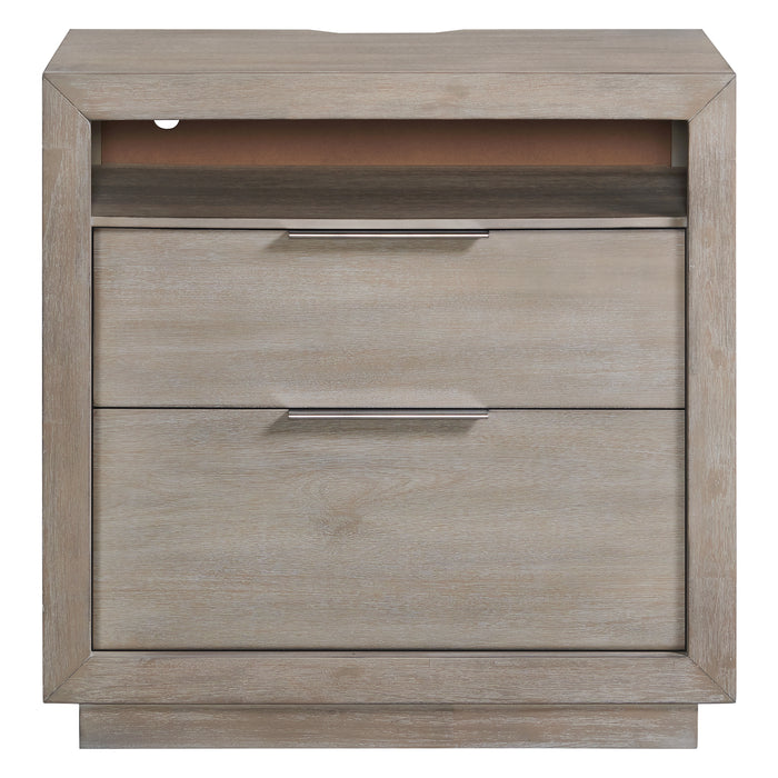 Arcadia 2-Drawer Nightstand with USB in Grey - Venta Furnishings (San Antonio,TX)