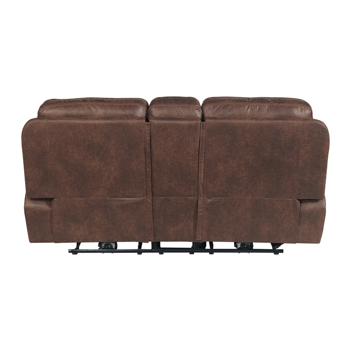 Atlantis Power Motion Loveseat with Power Motion Head Recliner & Console in Heritage Brown