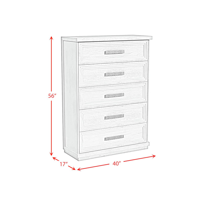Avalanche 5-Drawer Chest in Antique White - Venta Furnishings (San Antonio,TX)