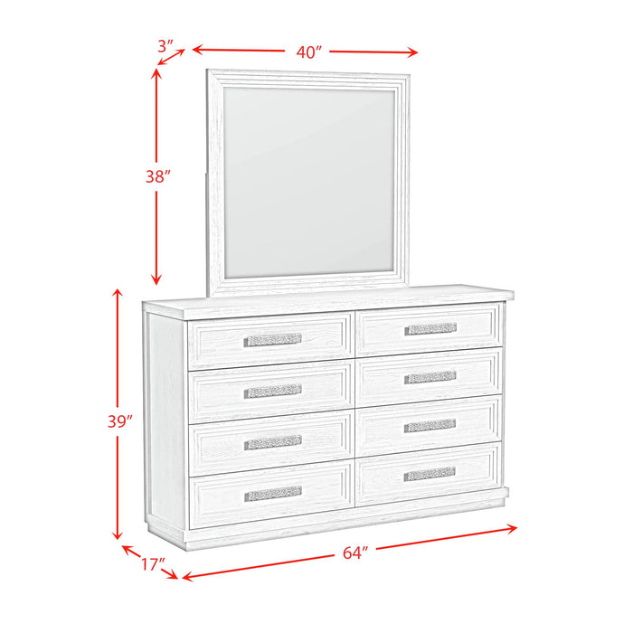 Avalanche Dresser and Mirror Set in Antique White - Venta Furnishings (San Antonio,TX)