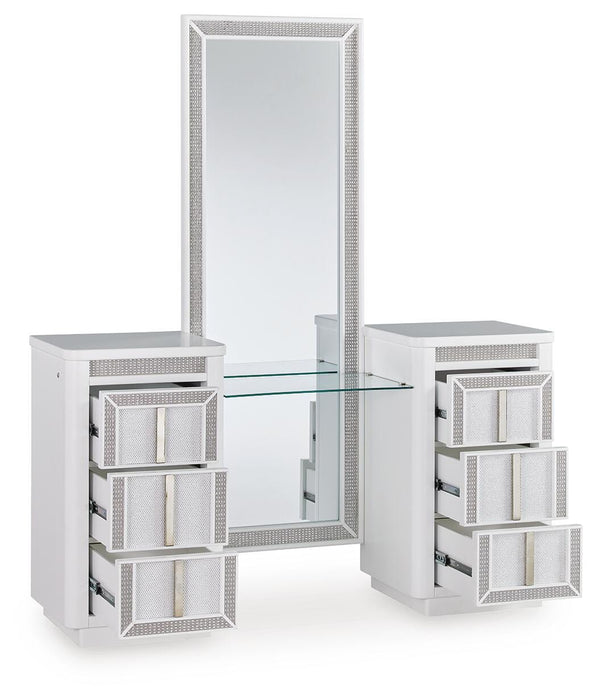 Chalanna Vanity with Mirror - Venta Furnishings (San Antonio,TX)