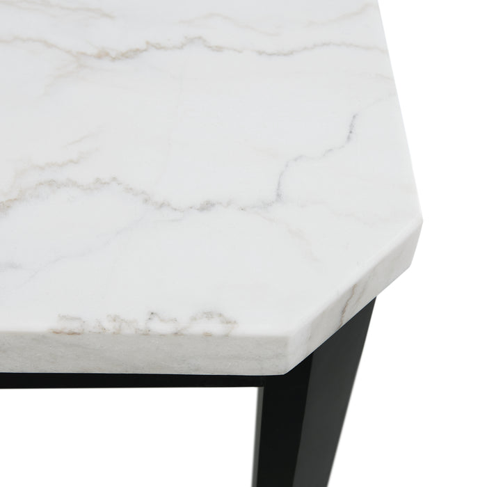 Francesca White Marble Rectangular 5PC Dining Set-Table & Four Grey PU Chairs - Venta Furnishings (San Antonio,TX)