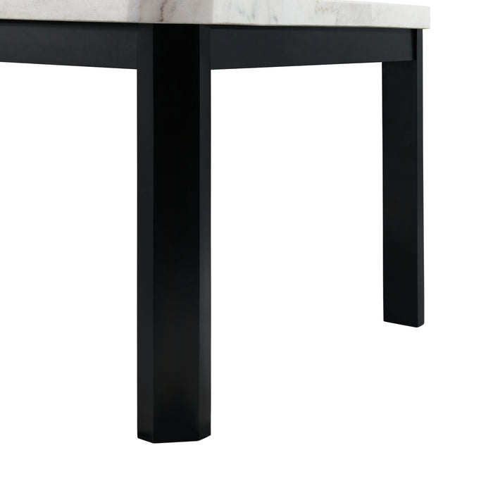 Francesca White Marble Rectangular 5PC Dining Set-Table & Four Grey PU Chairs - Venta Furnishings (San Antonio,TX)