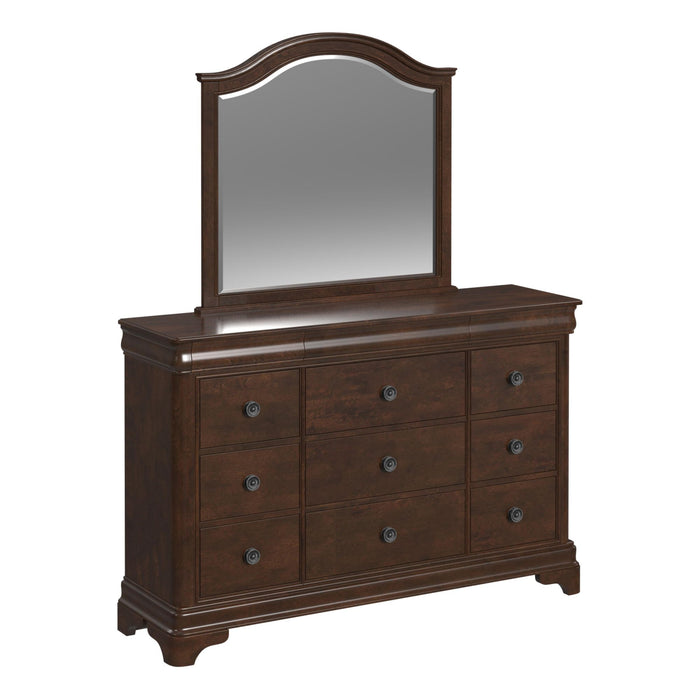 Cameron Cherry Dresser & Mirror Set - Venta Furnishings (San Antonio,TX)