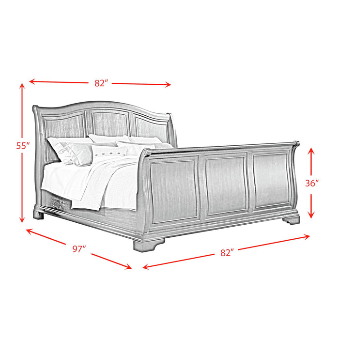 Cameron Cherry Sleigh Bed - Venta Furnishings (San Antonio,TX)
