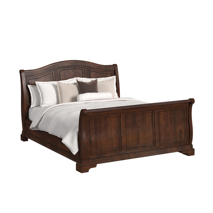 Cameron Cherry Sleigh Bed - Venta Furnishings (San Antonio,TX)
