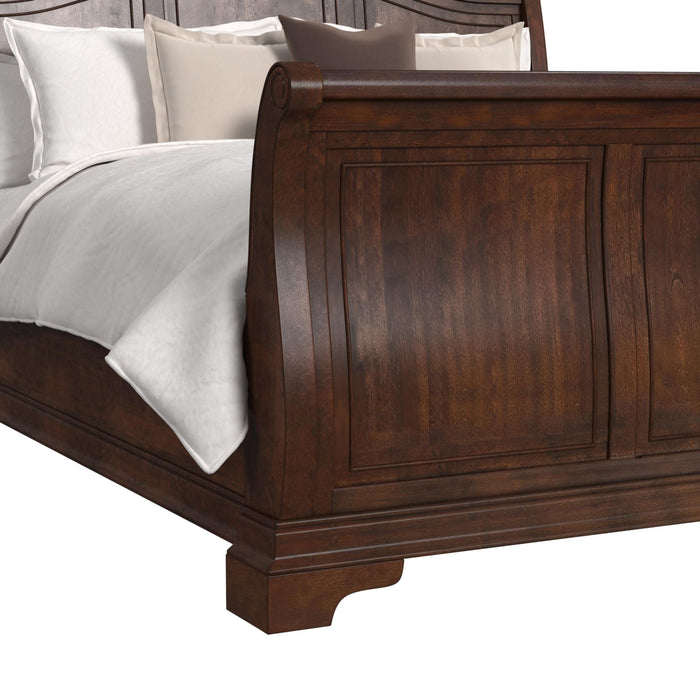 Cameron Cherry Sleigh Bed - Venta Furnishings (San Antonio,TX)