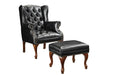 Roberts Button Tufted Back Accent Chair with Ottoman Black and Espresso - Venta Furnishings (San Antonio,TX)