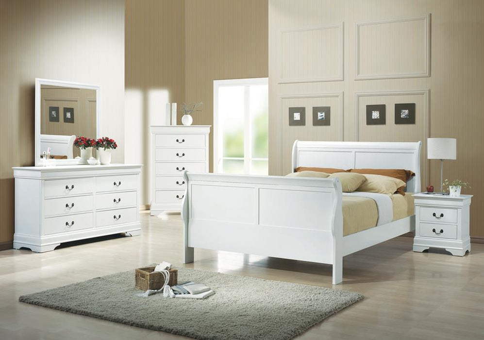 Louis Philippe Full Sleigh Panel Bed White - Venta Furnishings (San Antonio,TX)