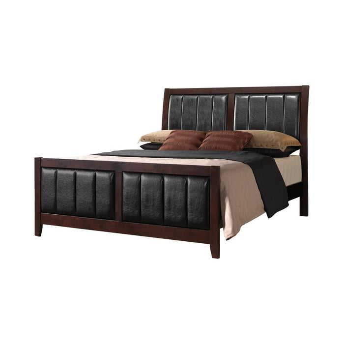 Carlton California King Upholstered Bed Cappuccino and Black - Venta Furnishings (San Antonio,TX)