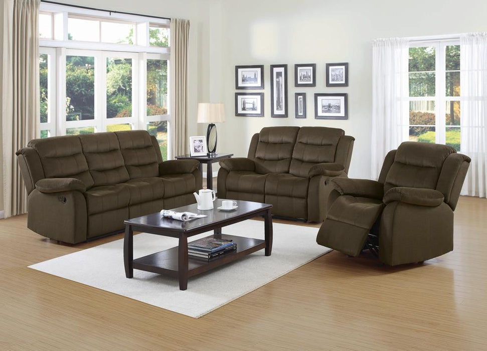 Rodman Upholstered Glider Recliner Chocolate - Venta Furnishings (San Antonio,TX)