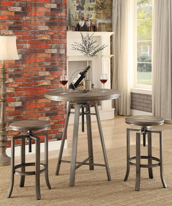 Bartlett Adjustable Height Swivel Bar Stools Brushed Nutmeg and Slate Grey (Set of 2) - Venta Furnishings (San Antonio,TX)