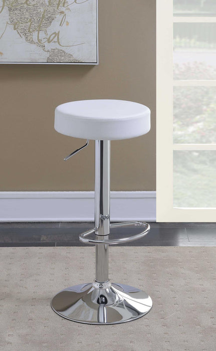 Ramses Adjustable Backless Bar Stool Chrome and White - Venta Furnishings (San Antonio,TX)