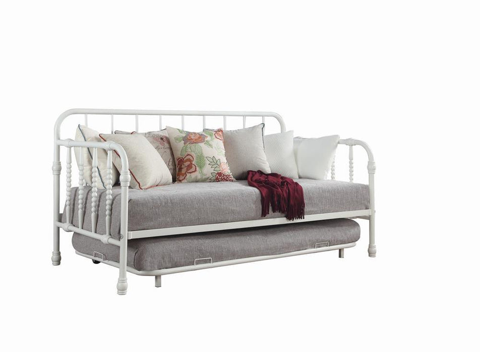 Marina Twin Metal Daybed with Trundle White - Venta Furnishings (San Antonio,TX)