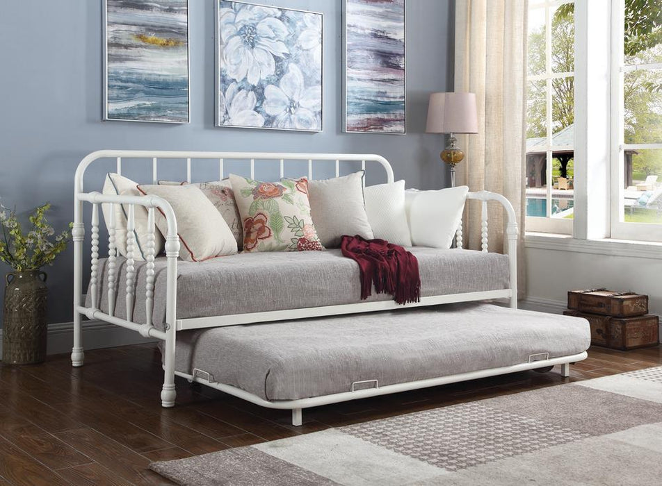 Marina Twin Metal Daybed with Trundle White - Venta Furnishings (San Antonio,TX)