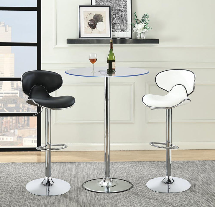 Edenton Upholstered Adjustable Height Bar Stools Black and Chrome (Set of 2) - Venta Furnishings (San Antonio,TX)