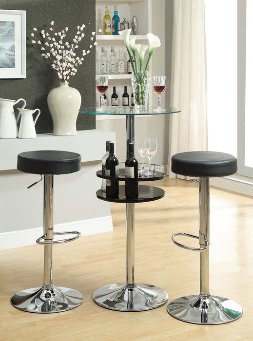 Gianella Glass Top Bar Table with Wine Storage Black and Chrome