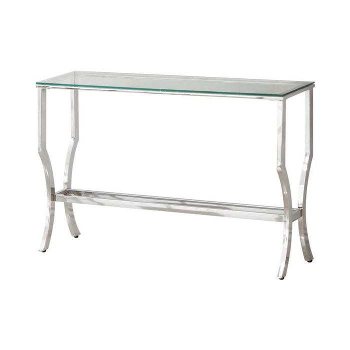 Saide Rectangular Sofa Table with Mirrored Shelf Chrome - Venta Furnishings (San Antonio,TX)
