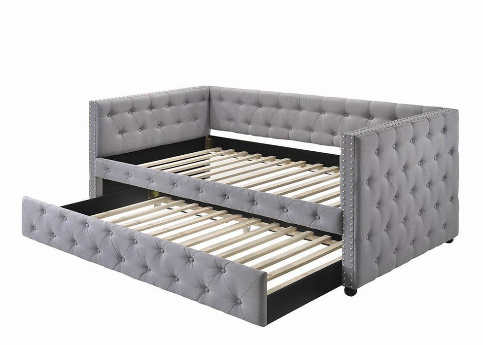 Mockern Tufted Upholstered Daybed with Trundle Grey - Venta Furnishings (San Antonio,TX)