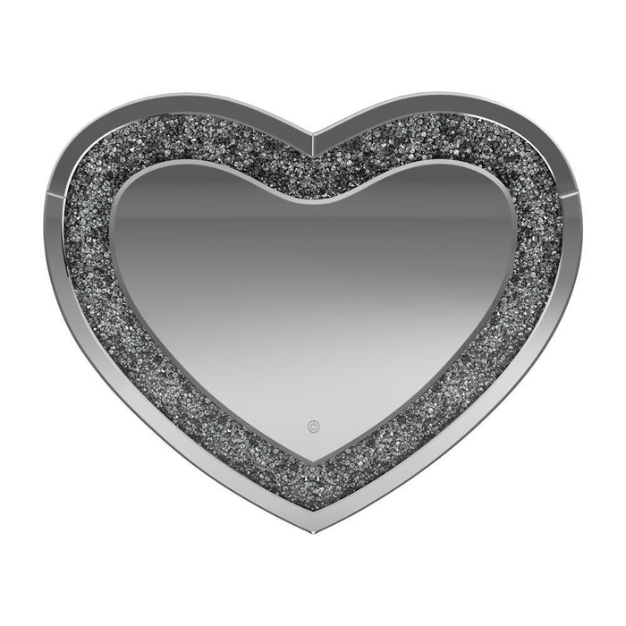 Aiko Heart Shape Wall Mirror Silver - Venta Furnishings (San Antonio,TX)
