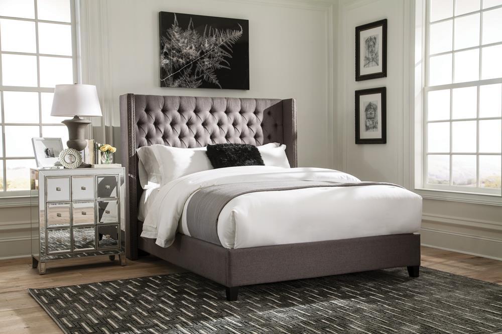 Bancroft Demi-wing Upholstered Full Bed Grey - Venta Furnishings (San Antonio,TX)