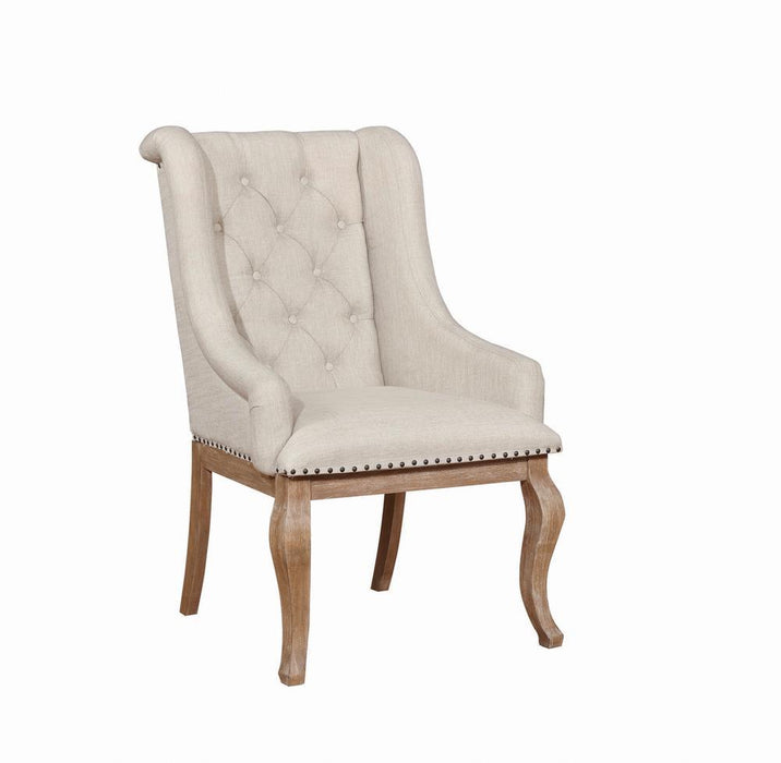 Brockway Tufted Arm Chairs Cream and Barley Brown (Set of 2) - Venta Furnishings (San Antonio,TX)