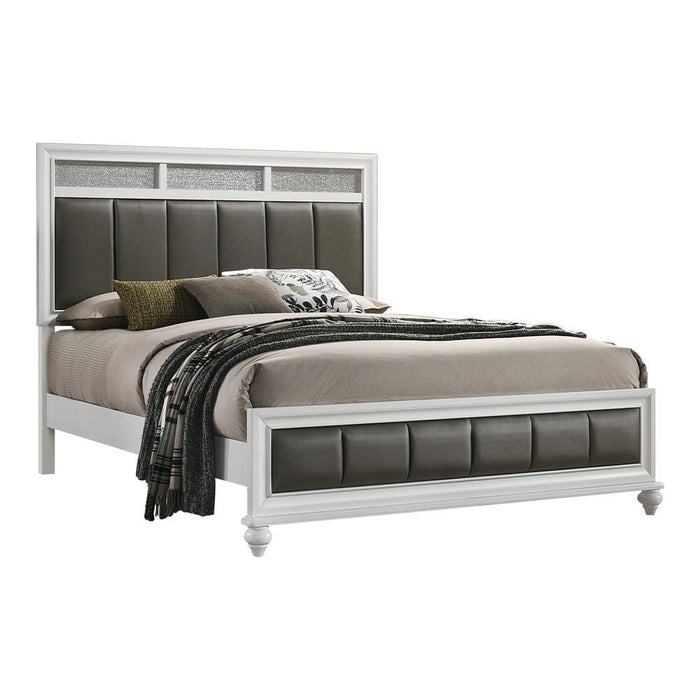 Barzini California King Upholstered Panel Bed White - Venta Furnishings (San Antonio,TX)