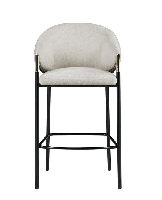 Chadwick Sloped Arm Bar Stools Beige and Glossy Black (Set of 2) - Venta Furnishings (San Antonio,TX)