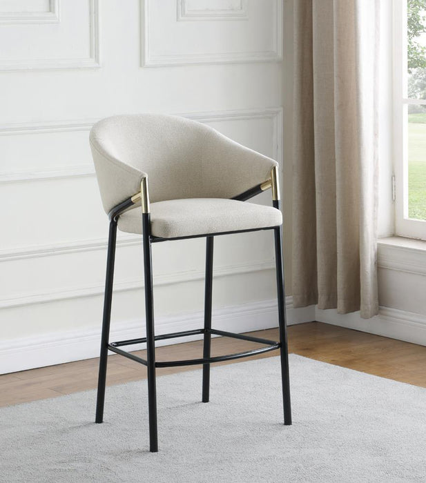 Chadwick Sloped Arm Bar Stools Beige and Glossy Black (Set of 2) - Venta Furnishings (San Antonio,TX)