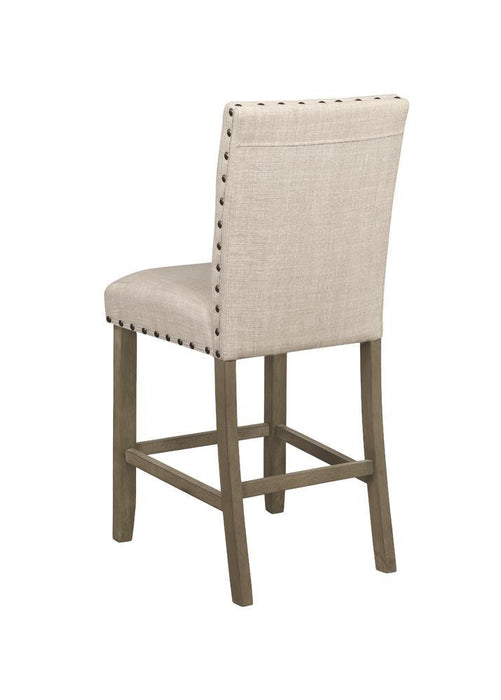 Ralland Upholstered Counter Height Stools with Nailhead Trim Beige (Set of 2) - Venta Furnishings (San Antonio,TX)