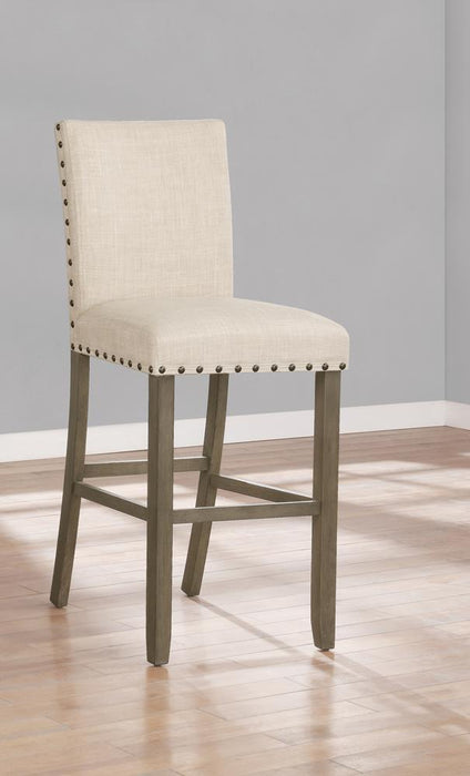 Ralland Upholstered Bar Stools with Nailhead Trim Beige (Set of 2) - Venta Furnishings (San Antonio,TX)