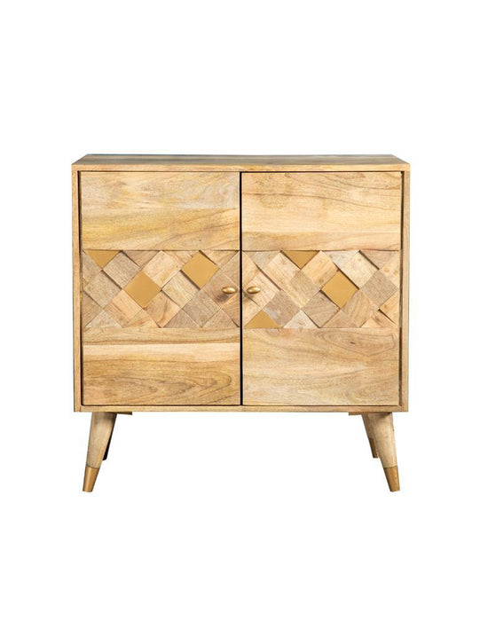 Alyssum Checkered Pattern 2-door Accent Cabinet Natural - Venta Furnishings (San Antonio,TX)